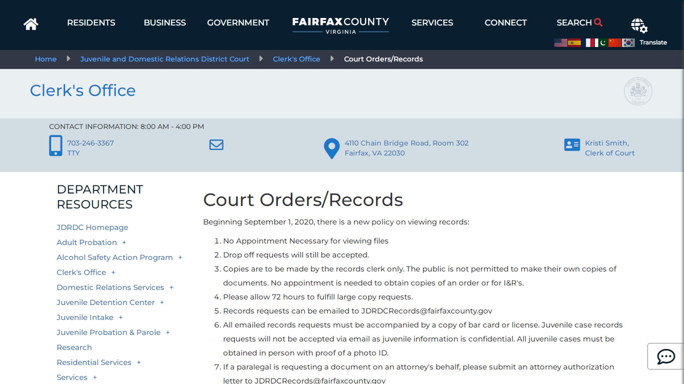 Court Orders/Records - Fairfax County, Virginia