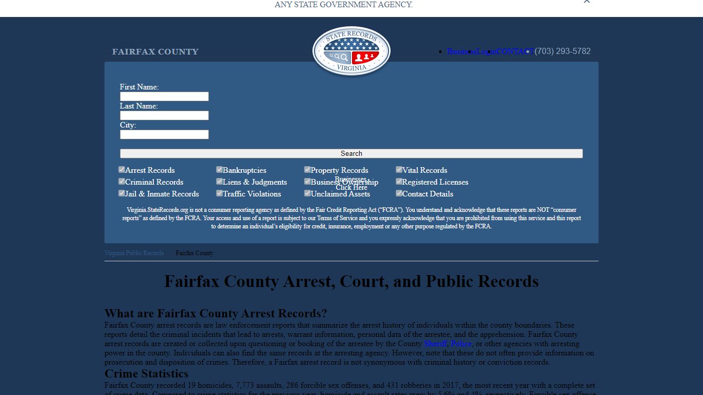 Fairfax County Arrest, Court, and Public Records